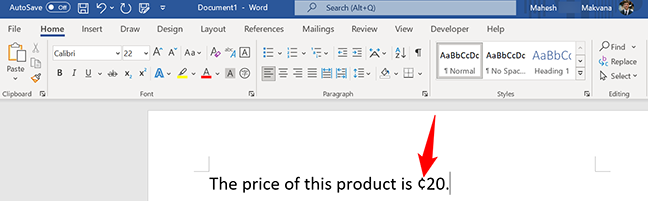 How to Insert the Cent Symbol With a Keyboard Shortcut in Microsoft Word