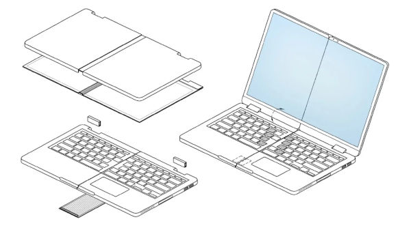 Samsung Foldable Laptop that foldeds into Four Parts