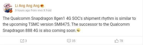 Qualcomm Snapdragon 8 Gen 1 4G Coming Soon