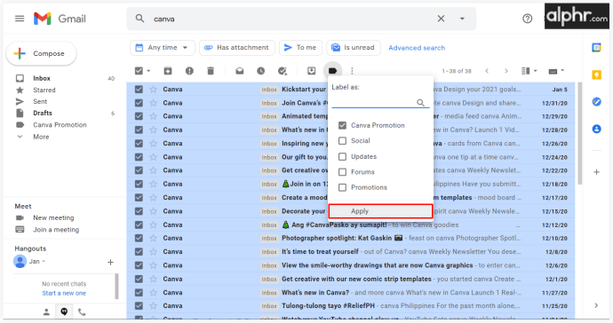 How to Select Multiple Emails in Gmail in a Web Browser