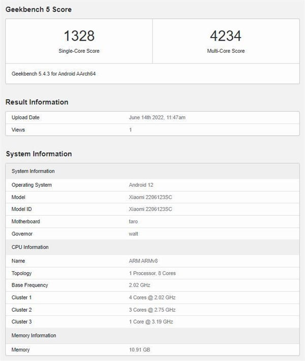 Xiaomi 12S Spotted On GeekBench With Snapdragon 8+ Gen 1 Onboard