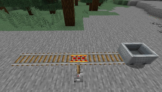 Minecart on row of rails