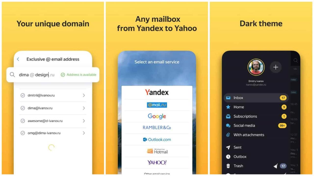 Yandex Mail app grid image 2022