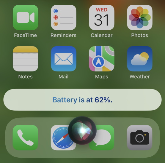 ask siri for battery percentage on iphone