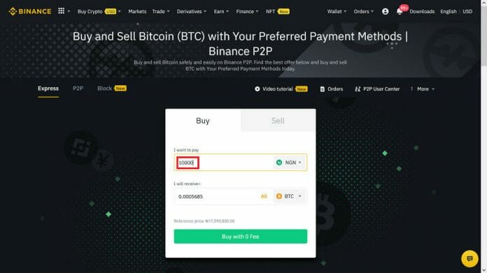 Enter the Value of BTC you want to Buy