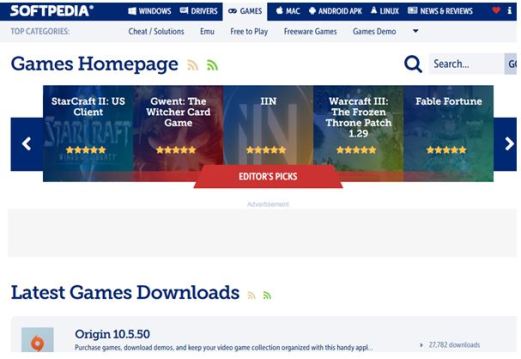 softpedia games homepage