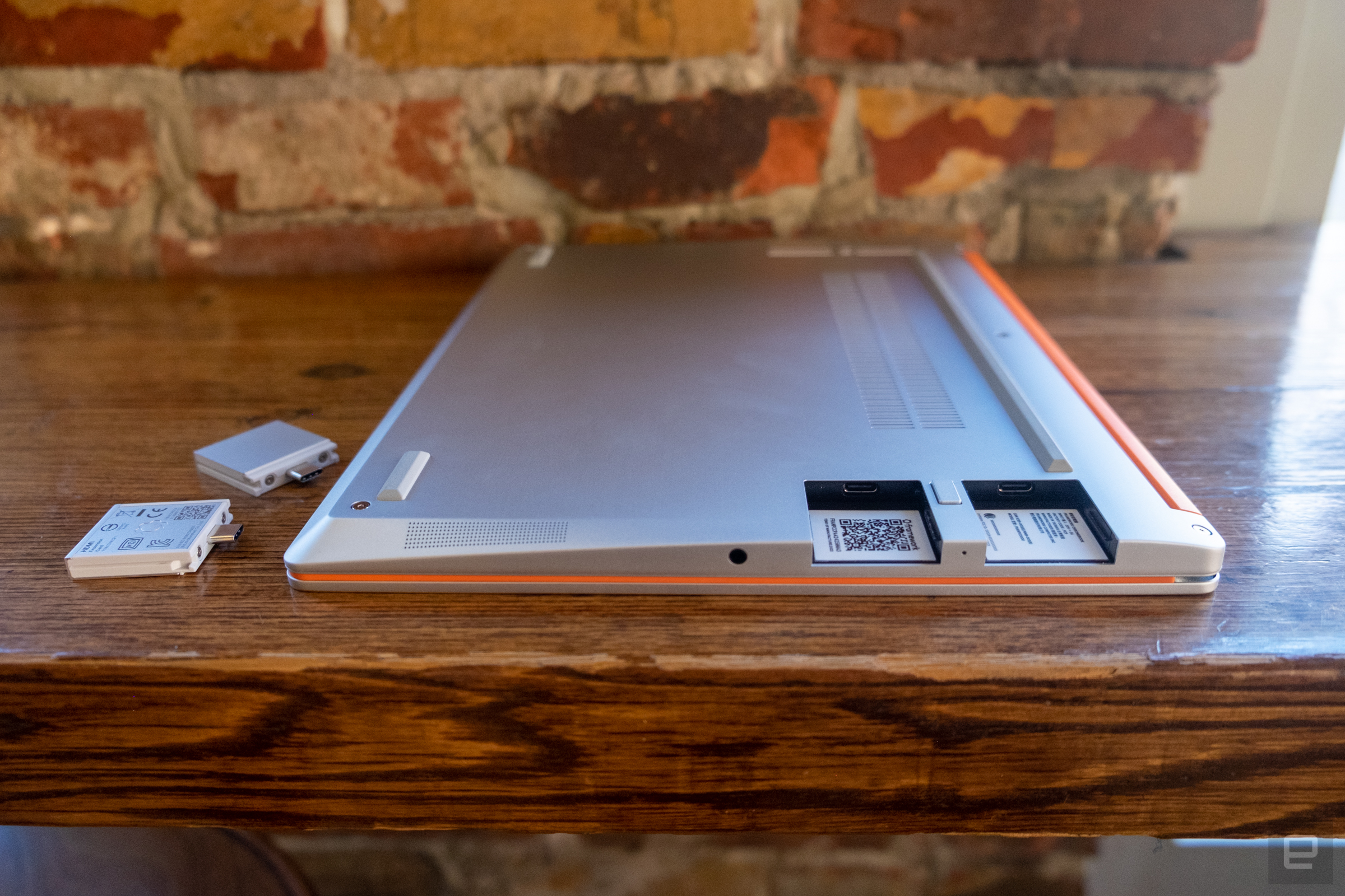 Photos of Framework's first modular and repairable Chromebook.