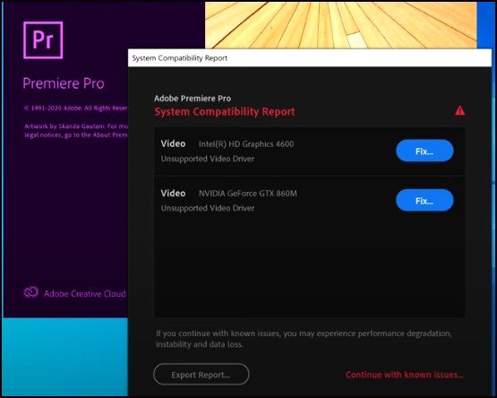 Fix Adobe Premiere Pro 20/21 System Compatibility Report Error